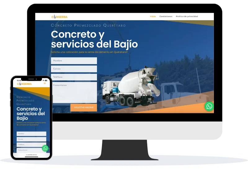 conserba-com-mx conserba.com.mx sitio web en una pantalla de computadora y en un celular