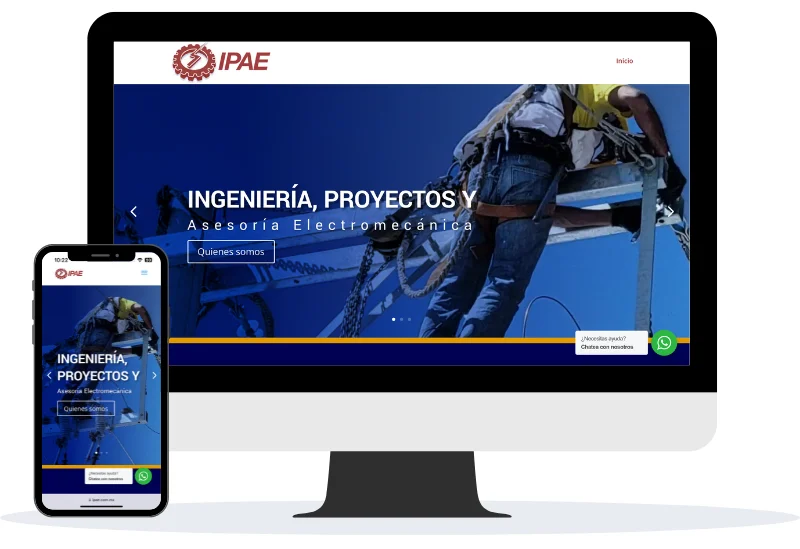 ipae sitio web ipae.com.mx se muestra en una pantalla de computadora y un celular
