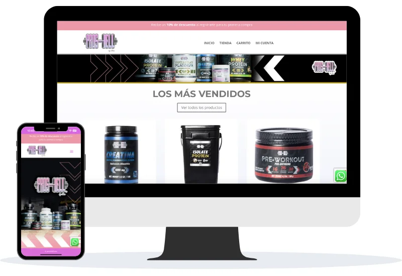 proshell-mx Tienda virtual proshell.mx en pantalla de computadora y celular
