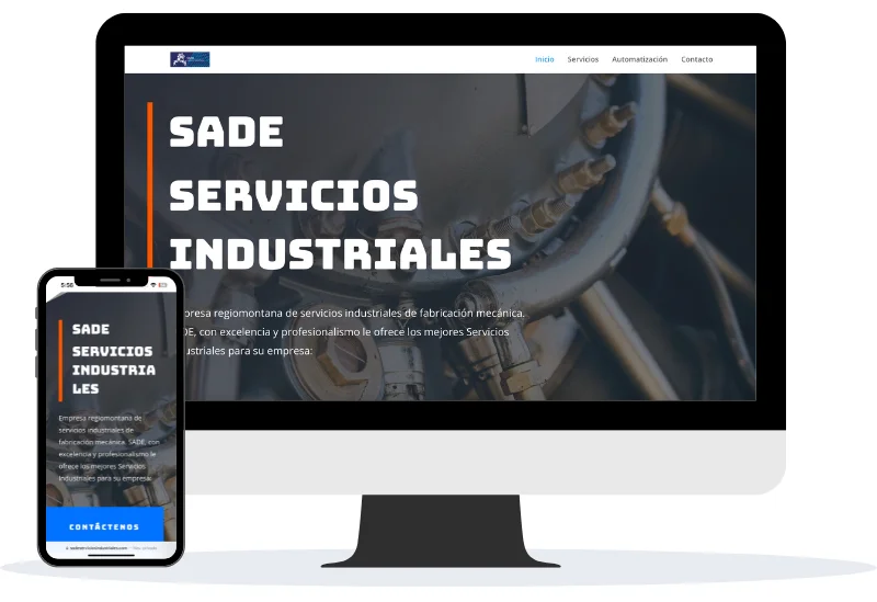 sadeservicios sadeservicios pagina web en una pantalla y en un celular