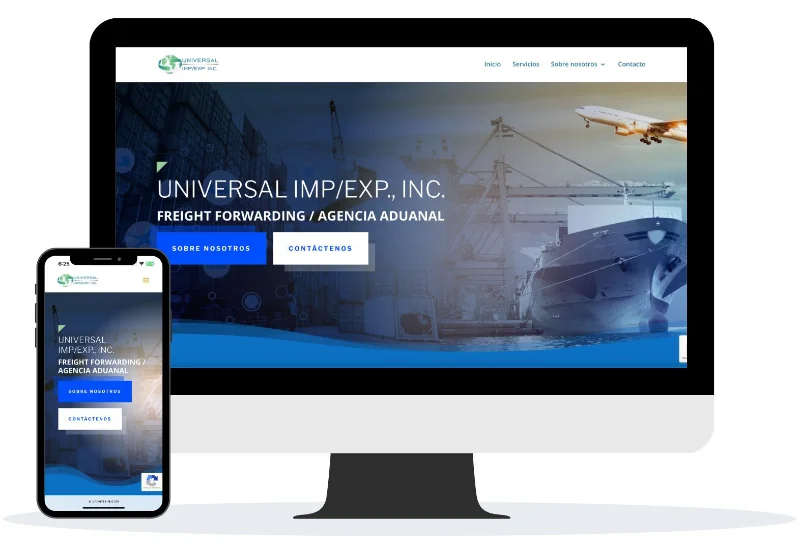 universalie-com sitio web universalie mostrado en una computadora y en un celular